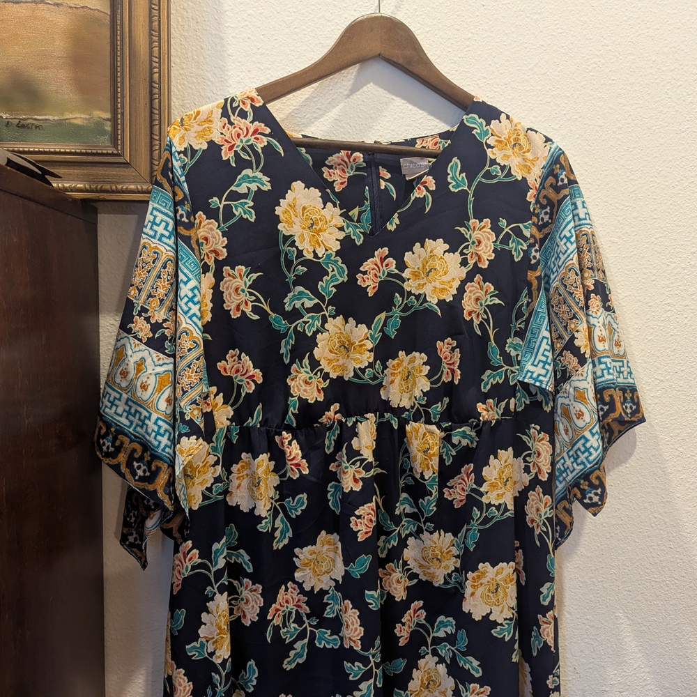 Chico's Floral Maxi Dress with Kimono Sleeves - Picture 2 of 5
